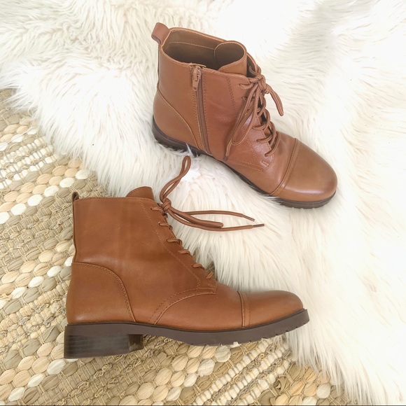 Aldo Grenani lace up combat boots cognac - Picture 1 of 6